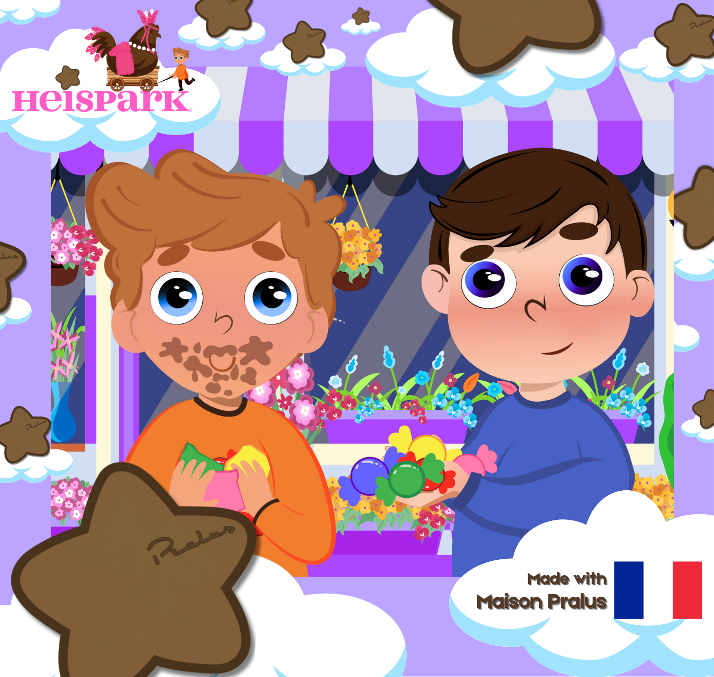François and Vincent, Roanne© with boys glitter stickers - Milk Chocolate Stars