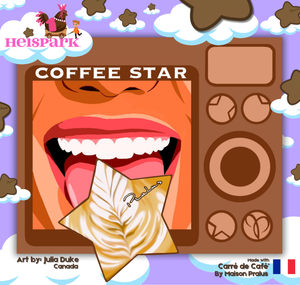 HeiSpark® Coffee Star with glossy Pralus signed cappuccino sticker