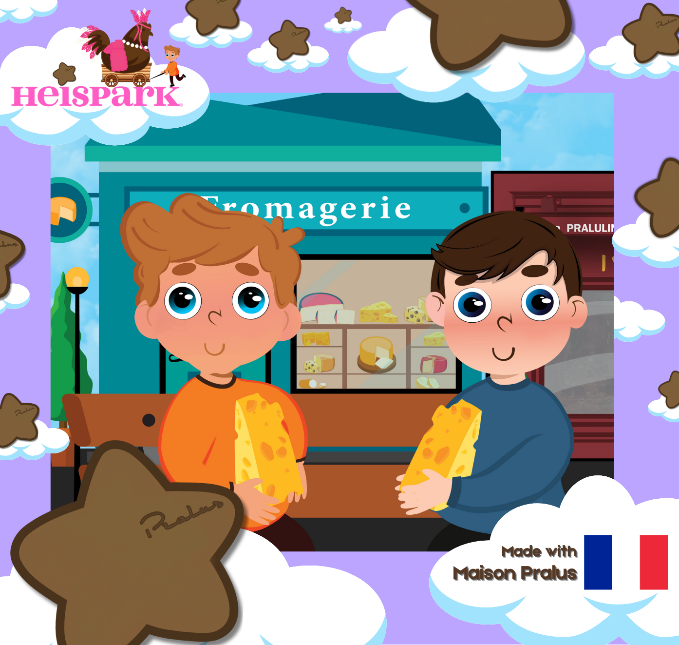 François and Vincent, Roanne© with cheese glitter Sticker - Milk Chocolate Stars