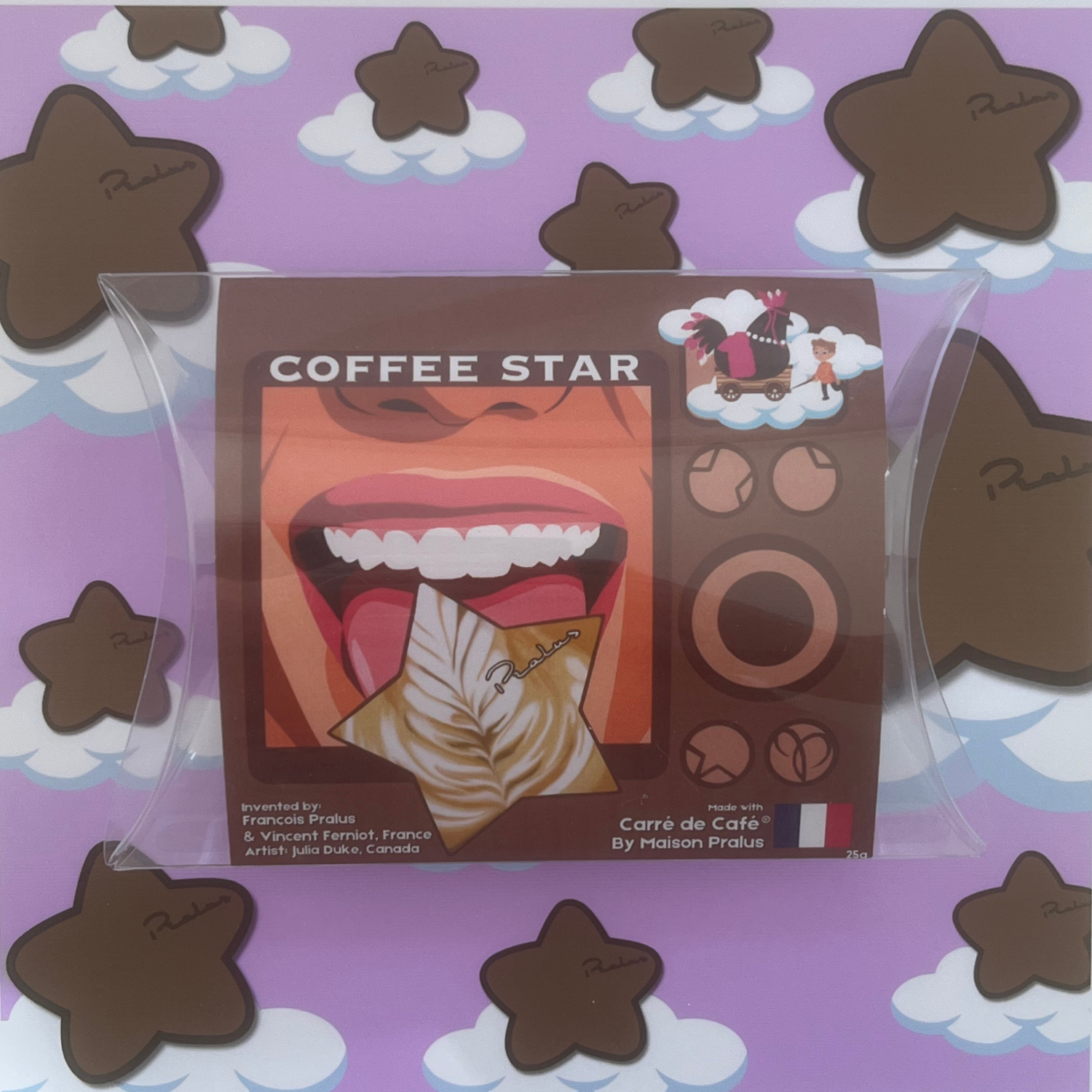 Coffee Star, Made with Carré de Café, By Maison Pralus and sticker