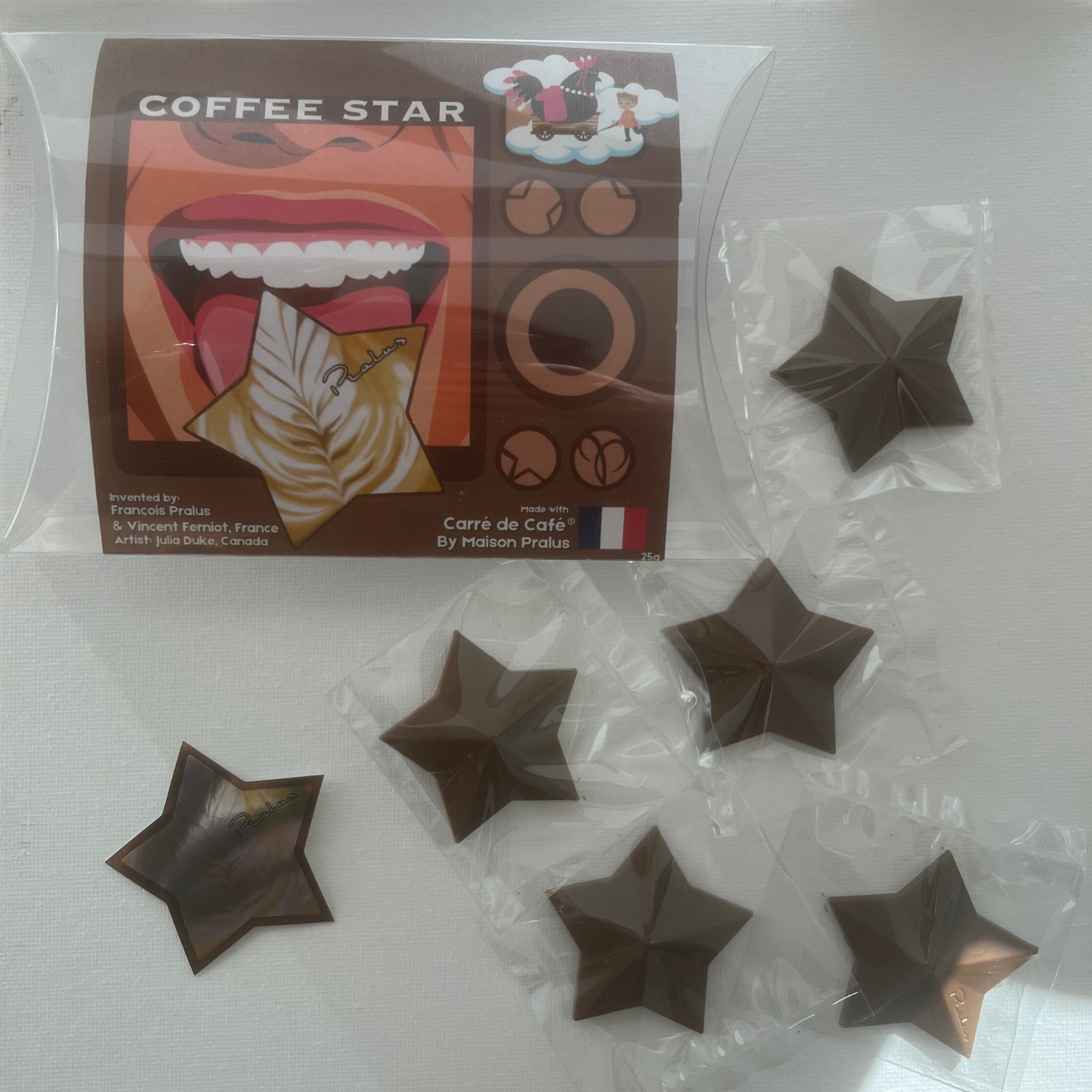 Coffee Star, Made with Carré de Café, By Maison Pralus and sticker