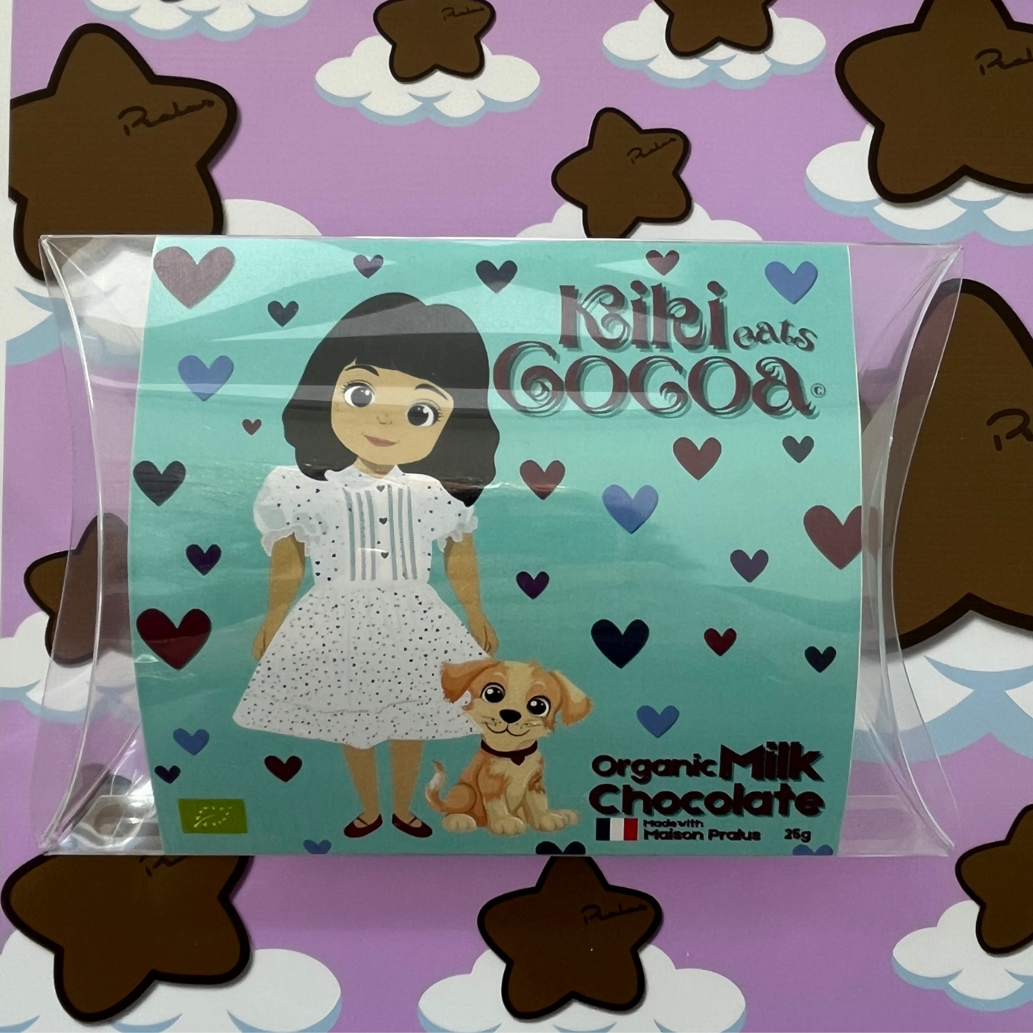 Kiki and Boston, Milk Chocolate Stars, Made with Maison Pralus and sticker